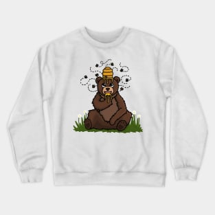 Happy Bear covered in Honey with a Beehive on his head. Crewneck Sweatshirt